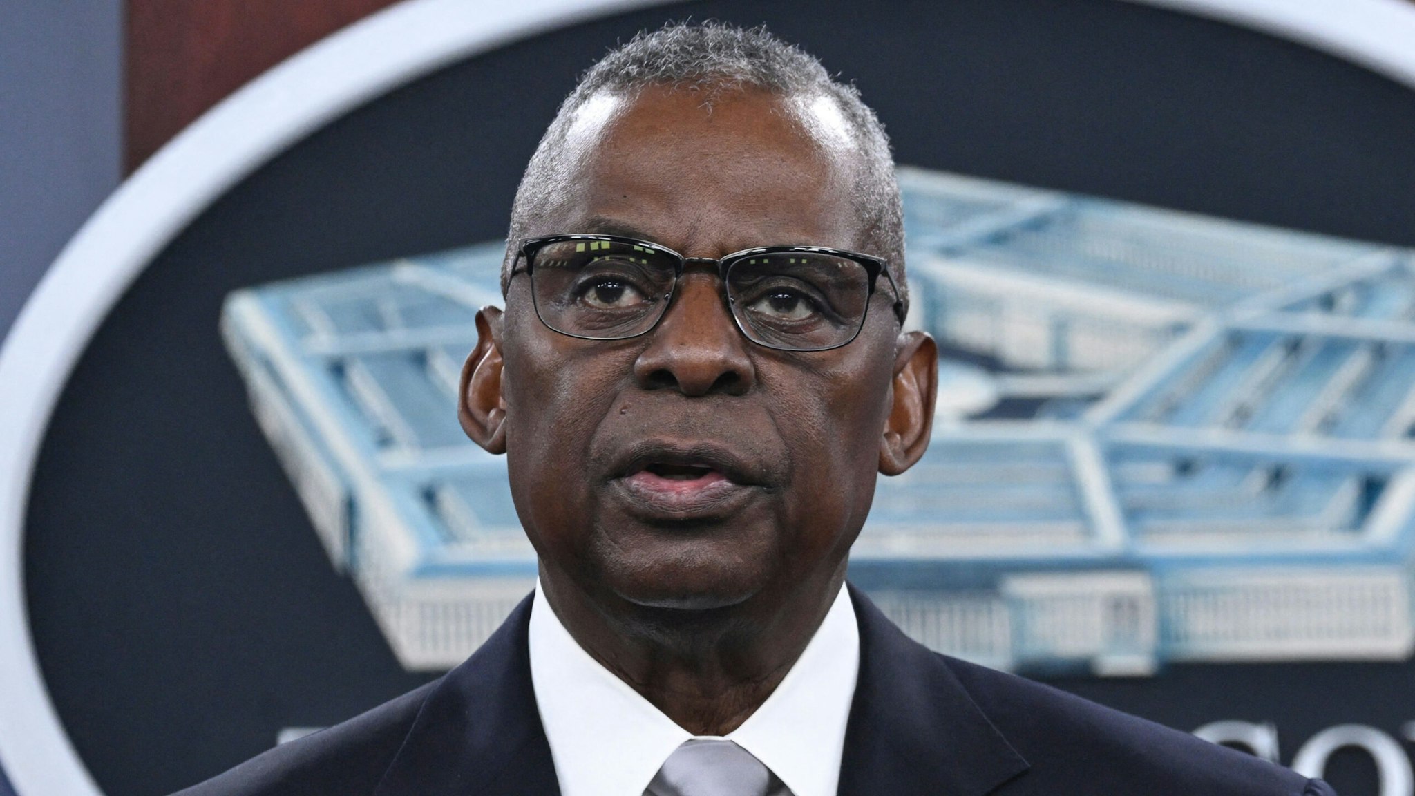 US Defense Secretary Lloyd Austin takes questions during a press conference at the Pentagon in Washington, DC, on February 1, 2024. Austin apologized for concealing his prostate cancer diagnosis and hospitalization from US President Joe Biden and the rest of the government.