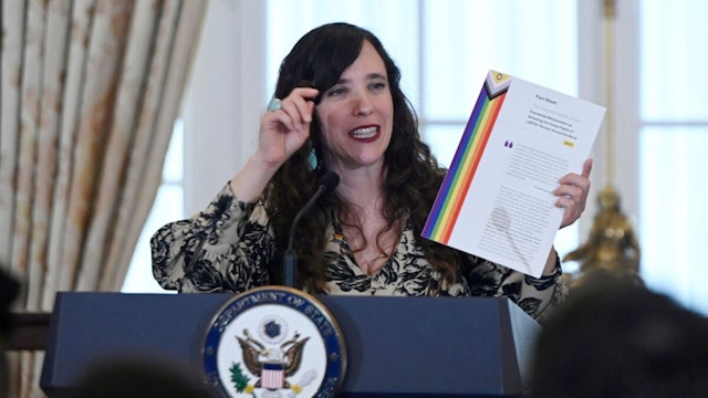 Jessica Stern, US special envoy to advance the human rights of LGBTQI+ persons at a Pride reception hosted by US Secretary of State Antony Blinken at the State Department in Washington, DC, on June 29, 2023.