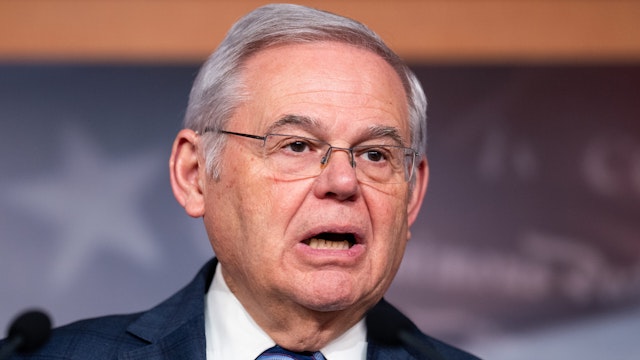 WASHINGTON - MARCH 14: Sen. Bob Menendez, D-N.J., participates in the news confernce on the DUALS Act of 2024 in the U.S. Capitol on Thursday, March 14, 2024.