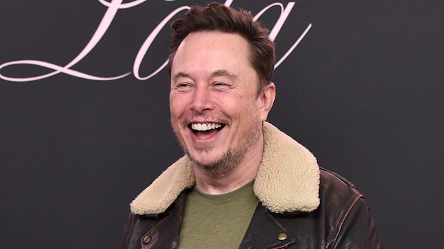 South African Tesla CEO Elon Musk arrives for the Premiere of the movie 'Lola' at the Bruin theatre, in Los Angeles, on February 3, 2024.