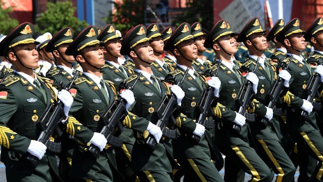 MOSCOW, RUSSIA - JUNE 24: A parade unit of the Chinese Armed Forces during the Victory Day military parade in Red Square marking the 75th anniversary of the victory in World War II, on June 24, 2020 in Moscow, Russia. The 75th-anniversary marks the end of the Great Patriotic War when the Nazi's capitulated to the then Soviet Union. (