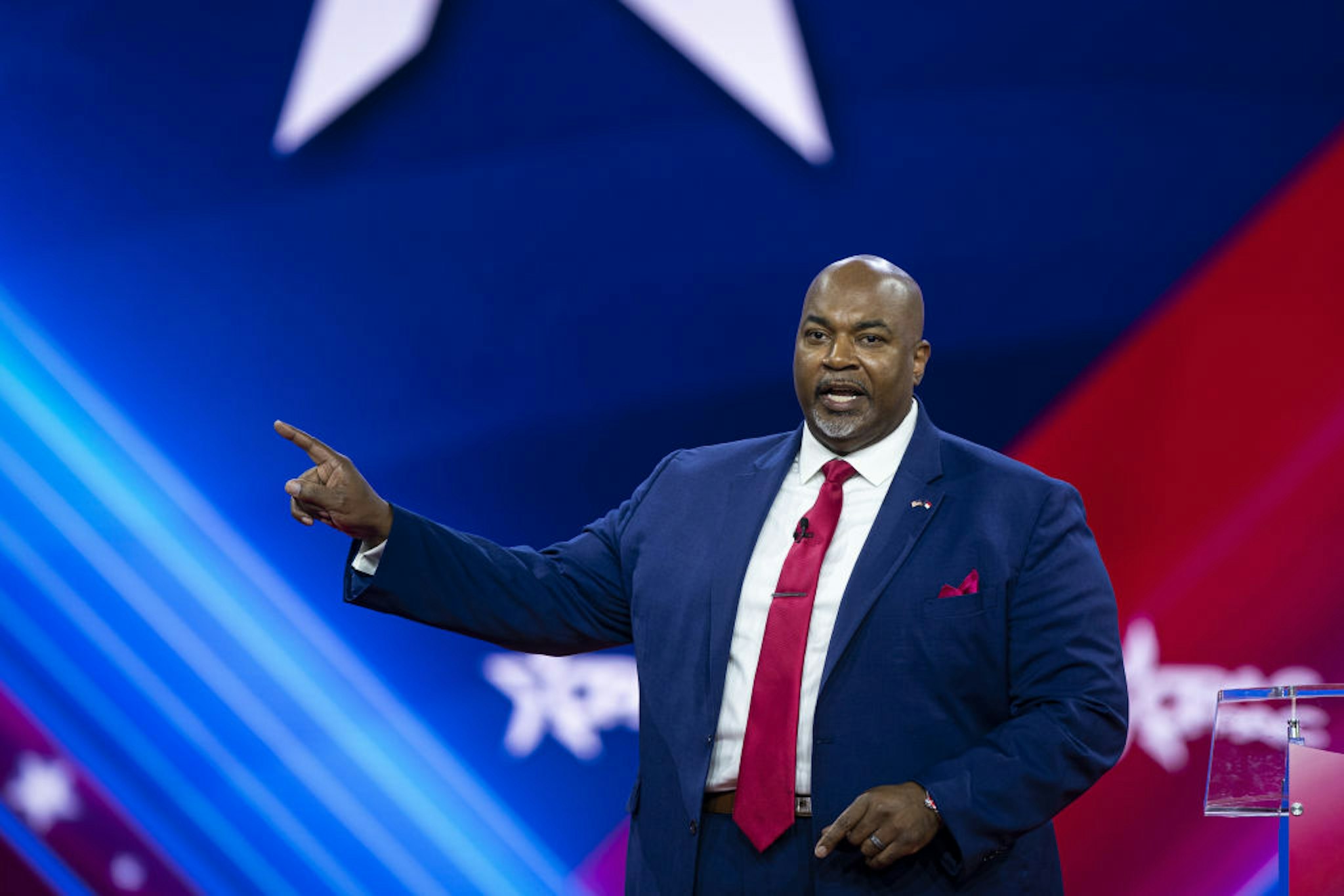 Mark Robinson, lieutenant governor of North Carolina, speaks during the Conservative Political Action Conference (CPAC) in National Harbor, Maryland, US, on Saturday, March 4, 2023. The Conservative Political Action Conference launched in 1974 brings together conservative organizations, elected leaders, and activists.