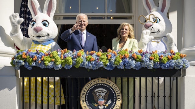 WASHINGTON, DC - APRIL 10: U.S. President Joe Biden and first lady Jill Biden attend the annual Easter Egg Roll on the South Lawn of the White House on April 10, 2023 in Washington, DC. The tradition dates back to 1878 when President Rutherford B. Hayes invited children to the White House for Easter and egg rolling on the lawn.