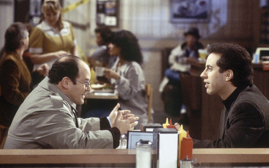 SEINFELD -- "The Frogger" Episode 18 -- Pictured: (l-r) Jason Alexander as George Costanza,áJerry Seinfeld as Jerry Seinfeld (Photo by Joey Delvalle/NBCU Photo Bank/NBCUniversal via Getty Images via Getty Images)