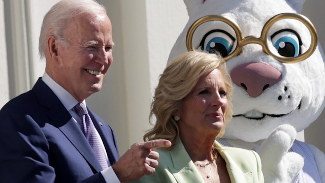 President Joe Biden and first lady Jill Biden attend the annual Easter Egg Roll on the South Lawn of the White House on April 10, 2023 in Washington, DC.