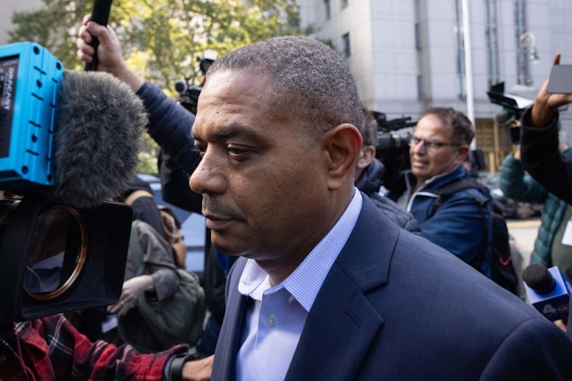 Jose Uribe, charged with conspiracy to commit bribery and conspiracy to commit honest services fraud, exits federal court in New York, US, on Wednesday, Sept. 27, 2023. The Justice Department alleges US Senator Robert Menendez and his wife, Nadine, accepted hundreds of thousands of dollars in bribes from three businessmen, including $550,000 in cash, gold bullion and a Mercedes Benz.