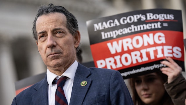 ep. Jamie Raskin (D-MD) attends a news conference about Republican efforts to open an impeachment inquiry into U.S. President Joe Biden, outside the U.S. Capitol on December 13, 2023 in Washington, DC.