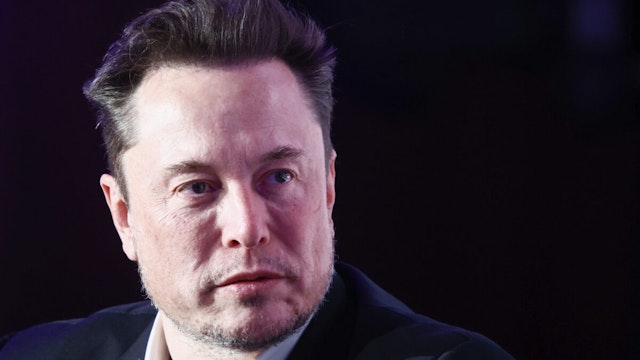 Elon Musk is speaking at the symposium about antisemitism, organized by the European Jewish Association, in Krakow, Poland, on January 22, 2024.