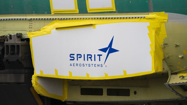 Spirit AeroSystems Holdings Inc. signage on a Boeing 737 fuselage outside the Boeing Co. manufacturing facility in Renton, Washington, US, on Monday, Feb. 5, 2024. Boeing Co. found more mistakes with holes drilled in the fuselage of its 737 Max jet, a setback that could further slow deliveries on a critical program already restricted by regulators over quality lapses.