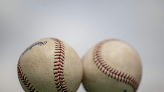 FT. MYERS, FLORIDA - MARCH 5: Balls are displayed during a Grapefruit League spring training game between the Boston Red Sox and the Tampa Bay Rays on March 5, 2024 at jetBlue Park at Fenway South in Fort Myers, Florida.