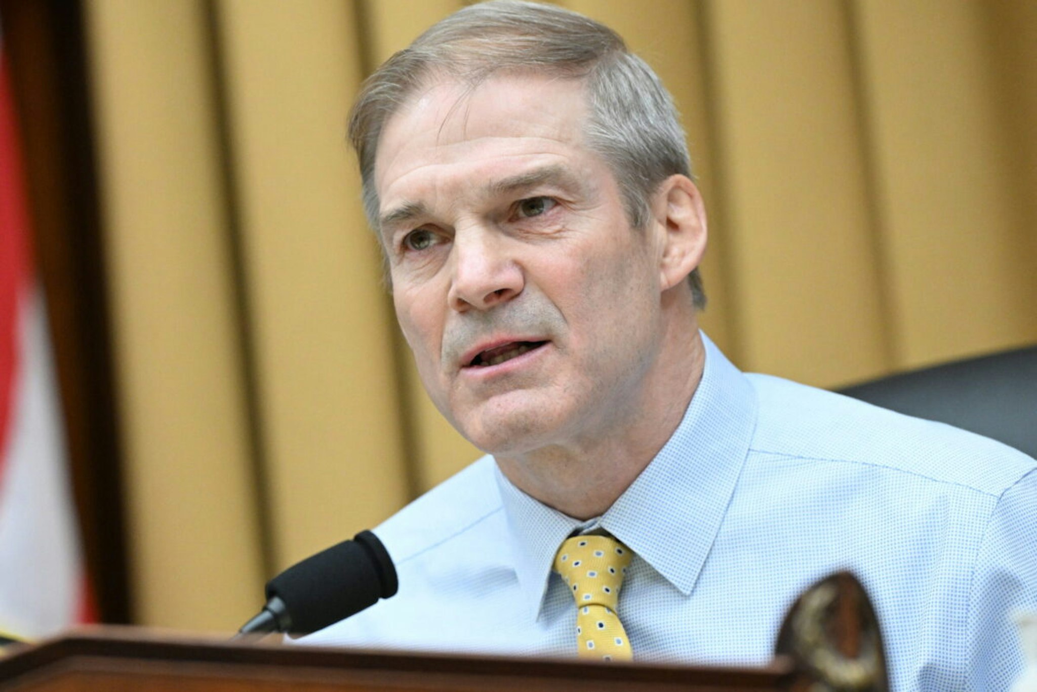 US Representative and Chairman Jim Jordan, Republican of Ohio, speaks during the testimony of Special Counsel Robert Hur before a House Judiciary Committee hearing on his probe into US President Joe Biden's alleged mishandling of classified materials after serving as vice president, on Capitol Hill in Washington, DC, March 12, 2024.