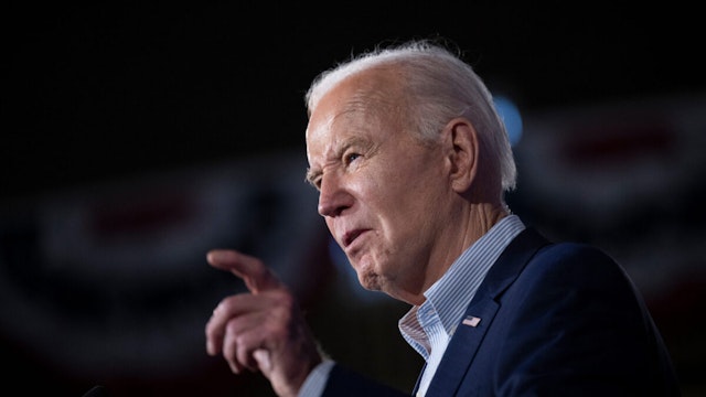 US President Joe Biden speaks about lowering costs for American families, during an event at the Stupak Community Center in Las Vegas, Nevada, on March 19, 2024. Biden travels to Nevada, Arizona and Texas on a three-day campaign trip.