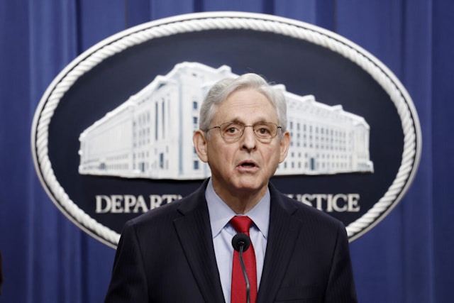 U.S. Attorney General Merrick Garland speaks during a news conference at the Department of Justice Building on March 21, 2024 in Washington, DC.