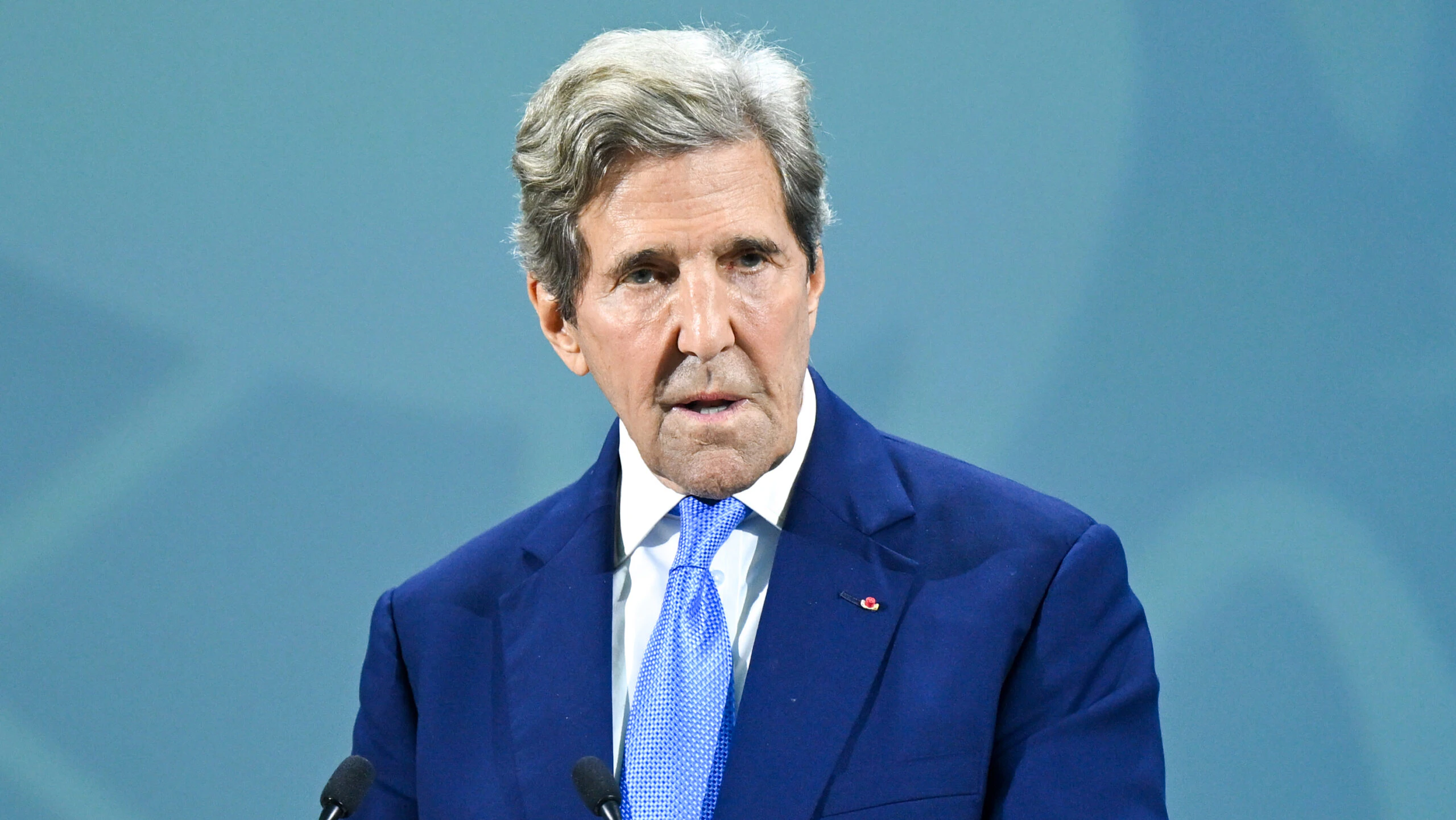 DUBAI, UNITED ARAB EMIRATES - DECEMBER 2: In this handout image supplied by COP28, John Kerry, US special presidential envoy for climate speaks during the Energy Session at Al Waha Theater during day two of the high-level segment of the UNFCCC COP28 Climate Conference at Expo City Dubai on December 2, 2023 in Dubai, United Arab Emirates. The COP28, which is running from November 30 through December 12, brings together stakeholders, including international heads of state and other leaders, scientists, environmentalists, indigenous peoples representatives, activists and others to discuss and agree on the implementation of global measures towards mitigating the effects of climate change.