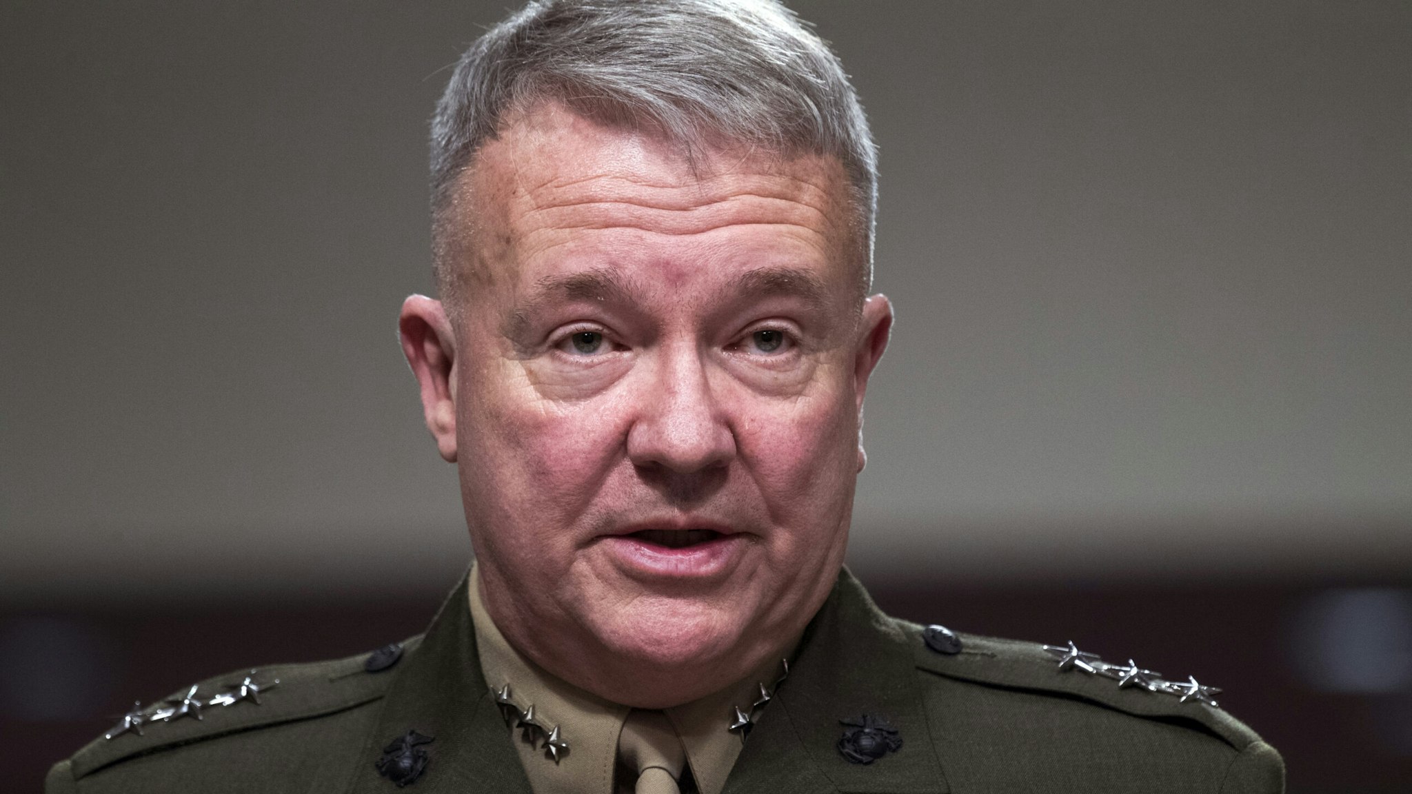 UNITED STATES - DECEMBER 4: Lt. Gen. Kenneth F. McKenzie, Jr., USMC, testifies during a Senate Armed Services Committee confirmation hearing in Dirksen Building on December 4, 2018. McKenzie is nominated to serve as General And Commander, U.S. Central Command, and Lt. Gen. Richard D. Clarke, U.S. Army, is nominated to serve as General And Commander, US Special Operations Command.