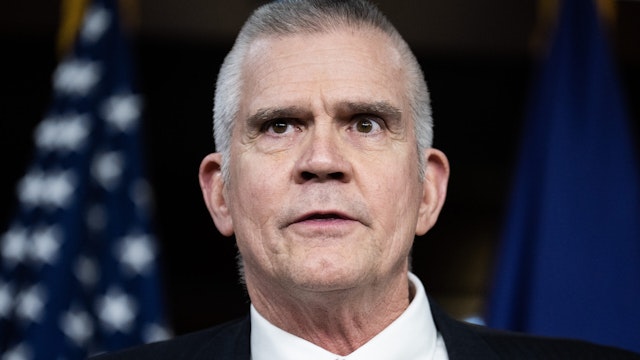 UNITED STATES - FEBRUARY 6: Rep. Matt Rosendale, R-Mont., conducts a news conference in the Capitol Visitor Center on a resolution "stating that President Donald Trump did not engage in insurrection," on Tuesday, February 6, 2024.