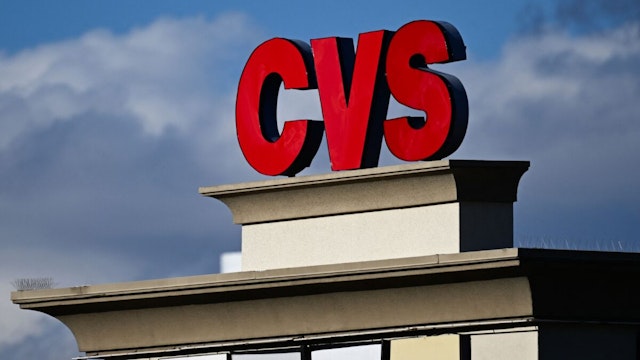 The CVS pharmacy logo is displayed on a sign above a CVS Health Corp. store in Las Vegas, Nevada on February 7, 2024.