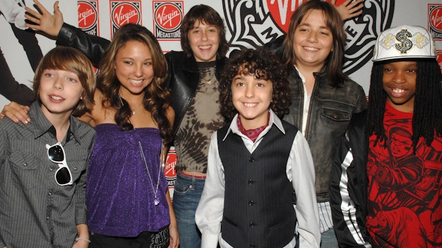 David Levi, Allie DiMeco, Nat Wolff, Alex Wolff, Thomas Batuello and Qaasim Middleton of Nickelodeon's The Naked Brothers Band appear in-store at the Virgin Megastore on October 8, 2007 in New York City.