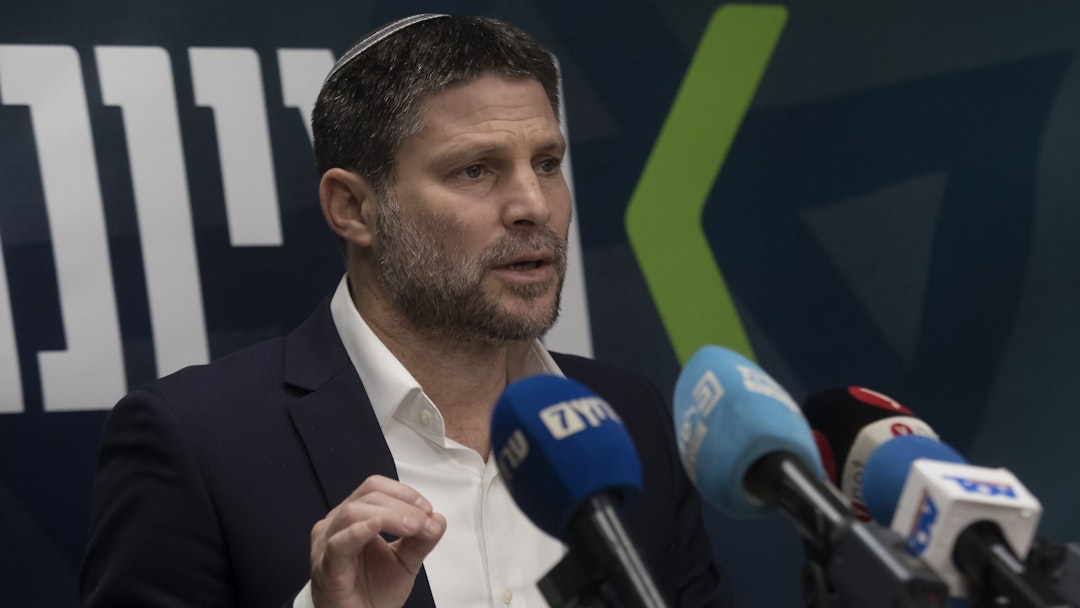 JERUSALEM - FEBRUARY 05: Israeli Minister of finance and leader of National Zionism, Bezalel Smotrich, speaks to the press during a party meeting on February 5, 2024 in Jerusalem. Leaders of parties address the press before weekly party meetings, reffering for latest hostages deal talks and the Gaza.