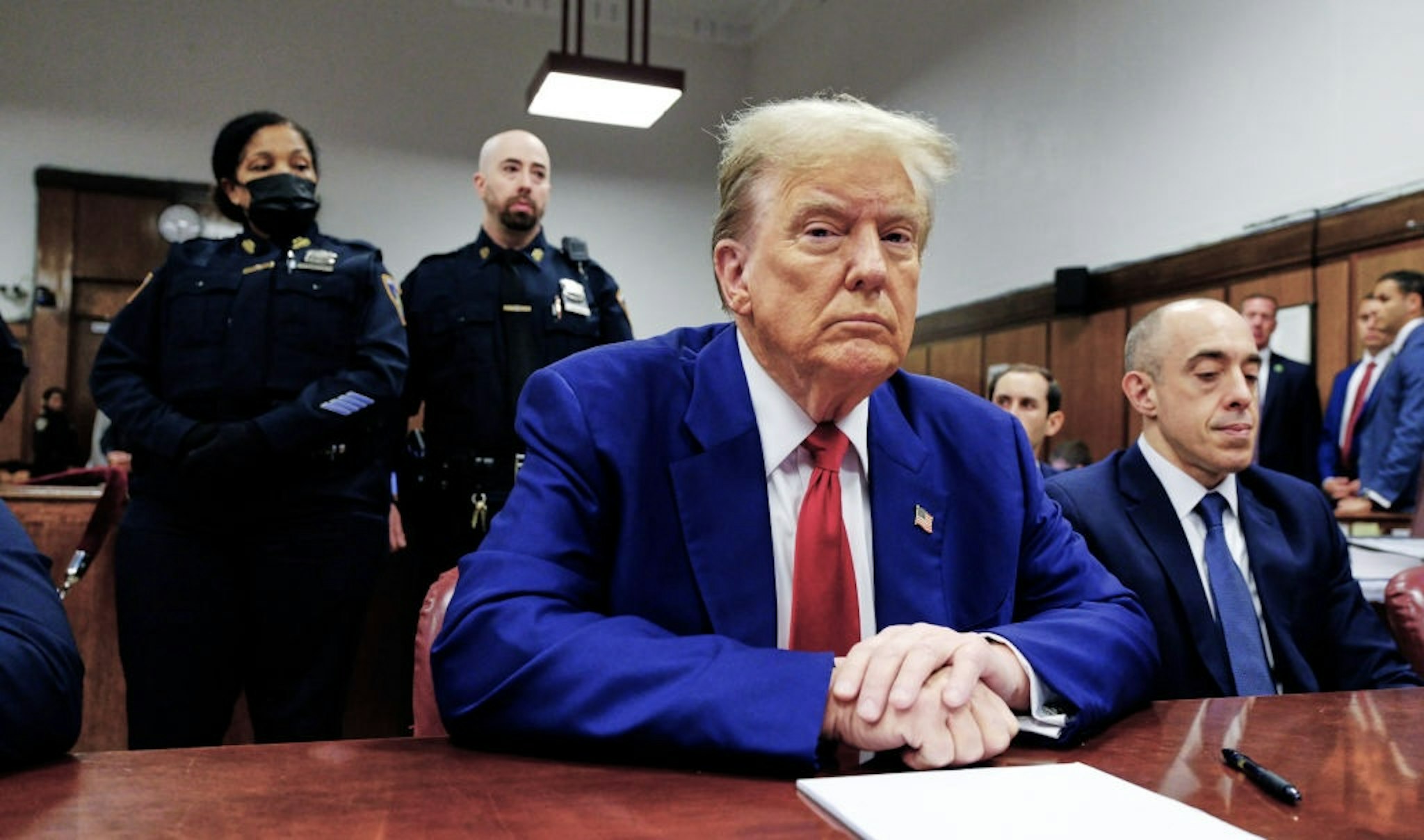 Former President Donald J Trump appears in Manhattn Supreme Court for the 2nd week of the hush money trial filed against him by Manhattan DA Alvin Bragg. April 30 2024. (Curtis Means for DailyMail.com)