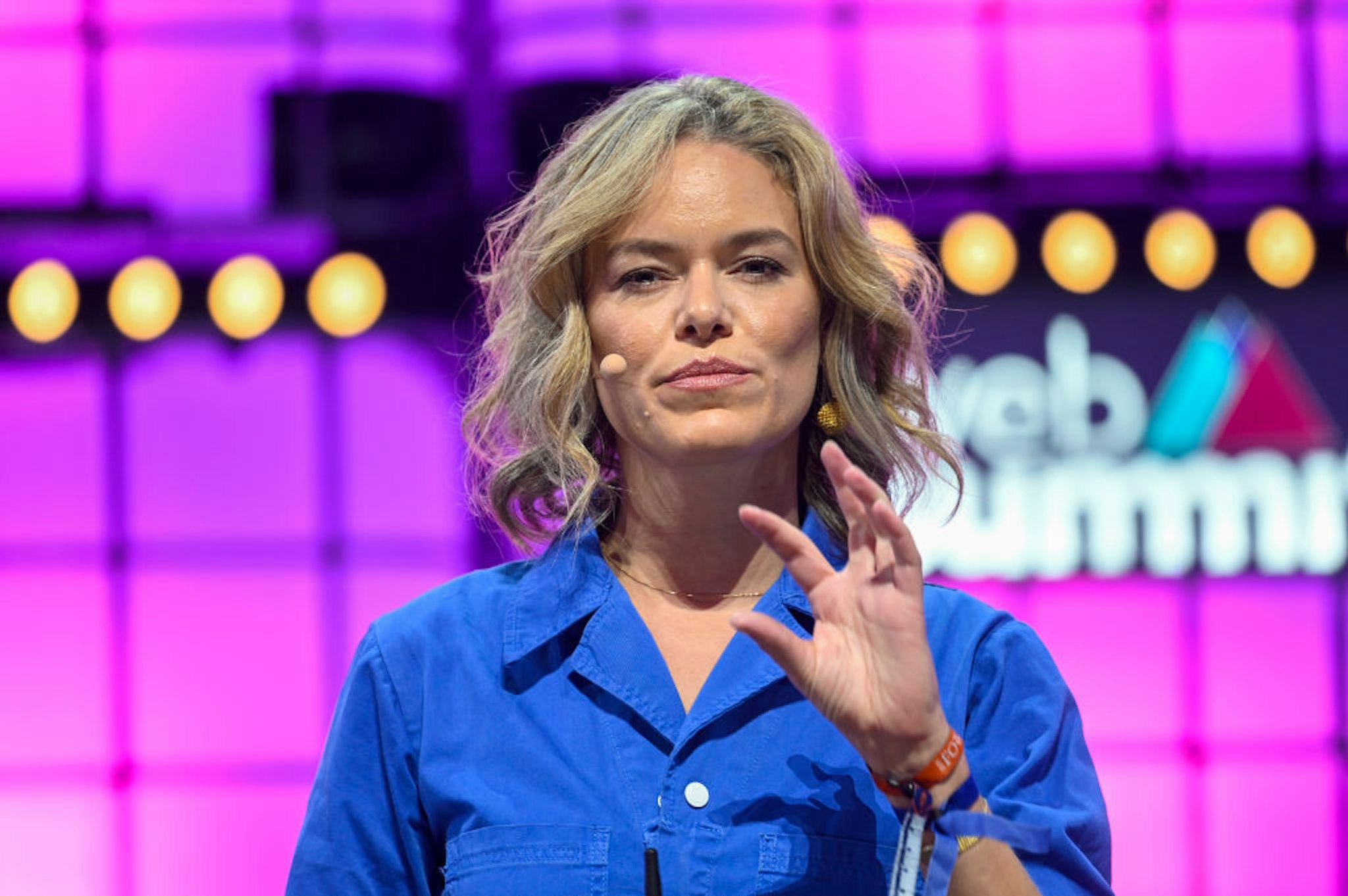 LISBON, PORTUGAL - NOVEMBER 05: Katherine Maher, CEO, Wikipedia, speaks on "The future we build needs to be open" at Center Stage of Web Summit in Altice Arena on November 05, 2019 in Lisbon, Portugal. Web Summit is an annual technology conference which brings together a variety of technology companies to discuss the future of industry. This year’s event runs from November 4- 7 and is expected to attract around 70,000 participants. (Photo by Horacio Villalobos#Corbis/Corbis via Getty Images)