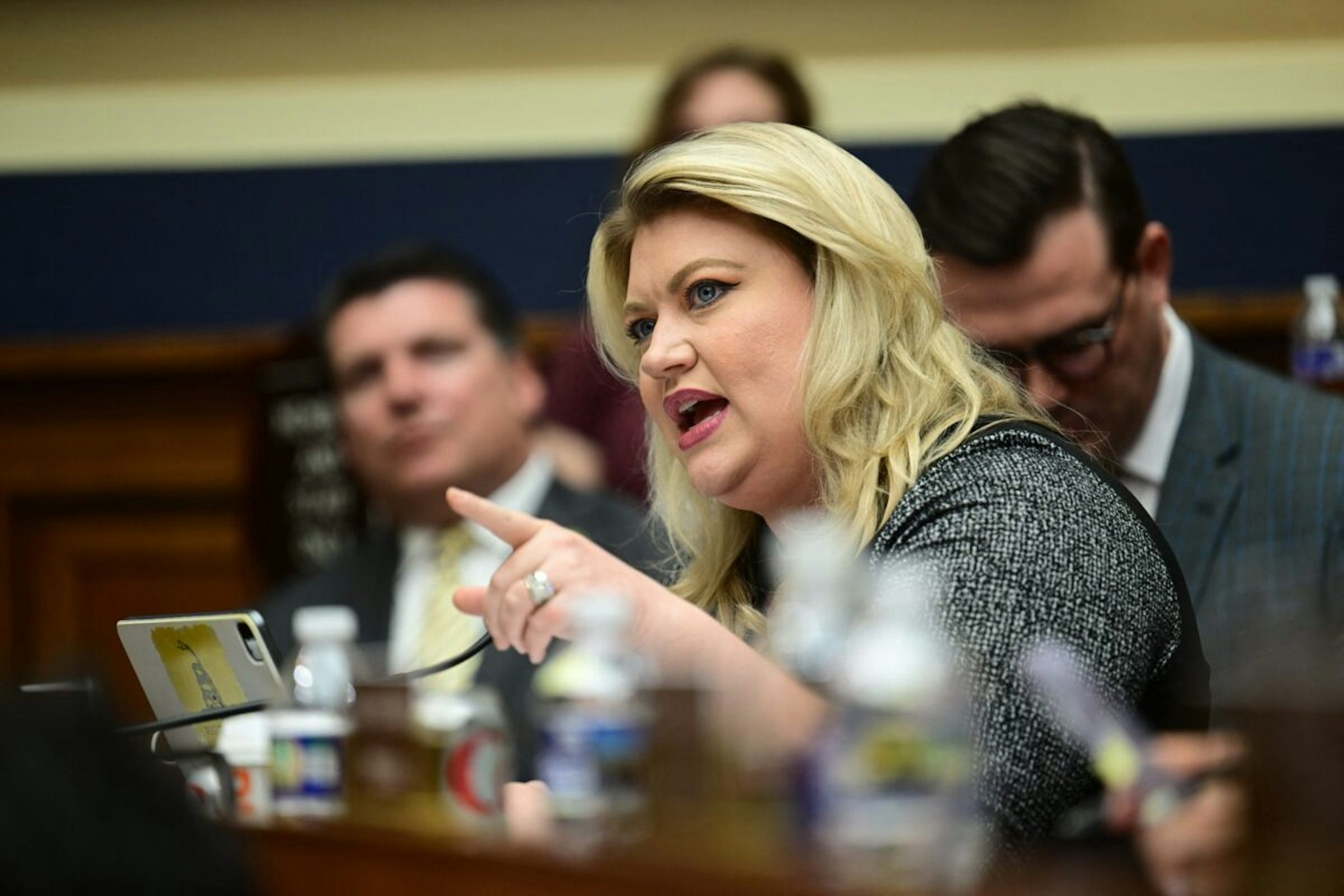 US Representative Kat Cammack, Republican of Florida, questions TikTok CEO Shou Zi Chew during the House Energy and Commerce Committee hearing on "TikTok: How Congress Can Safeguard American Data Privacy and Protect Children from Online Harms," on Capitol Hill, March 23, 2023, in Washington, DC.