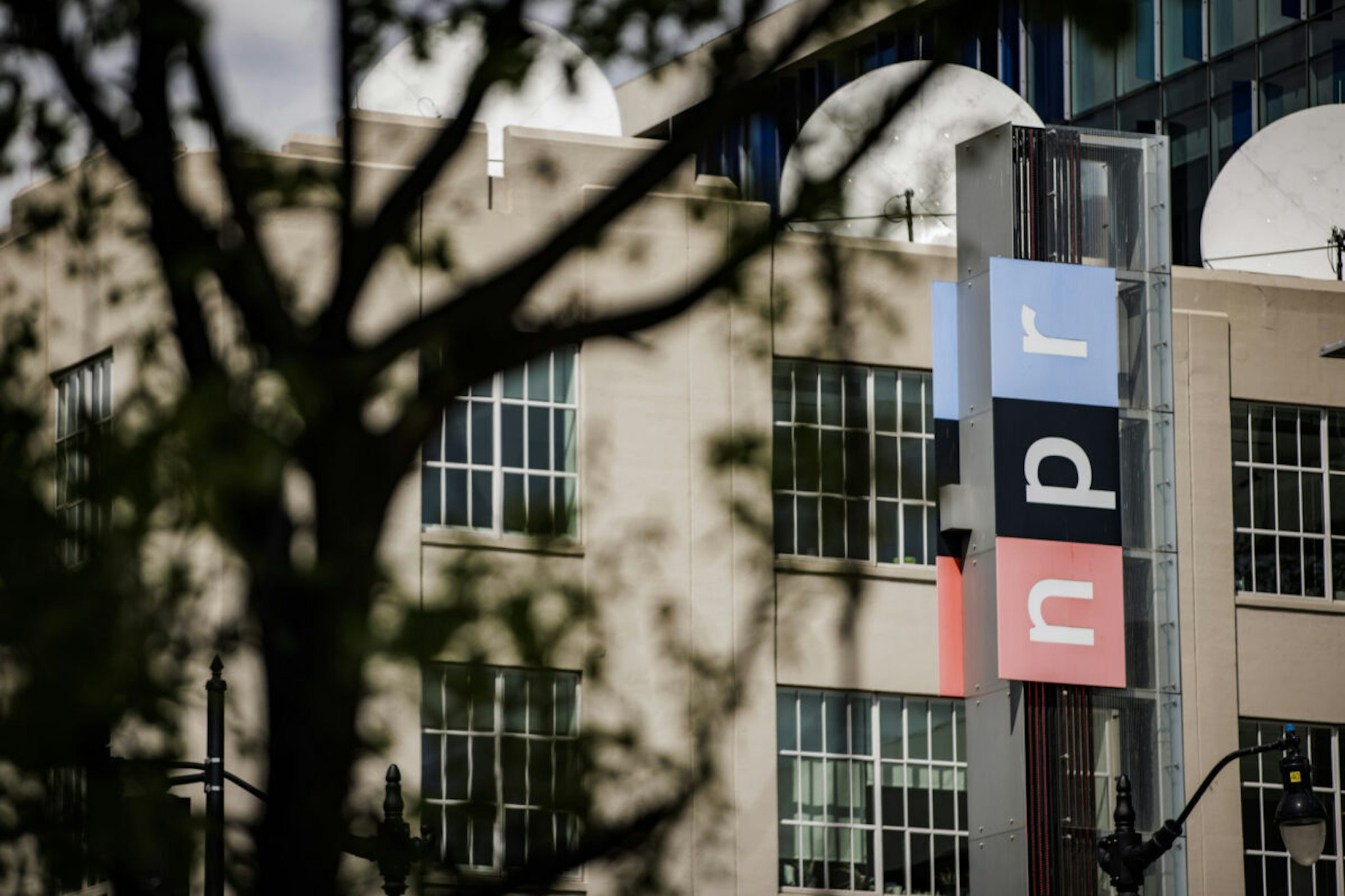 The National Public Radio (NPR) headquarters in Washington, DC, US, on Saturday, April 15, 2023. NPR said this week it will no longer publish fresh content to its 52 official Twitter feeds after Twitter's decision to label the news outlet "state-affiliated media."