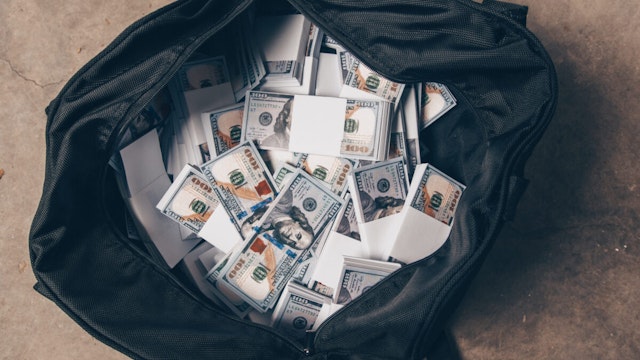 Black bag full of money