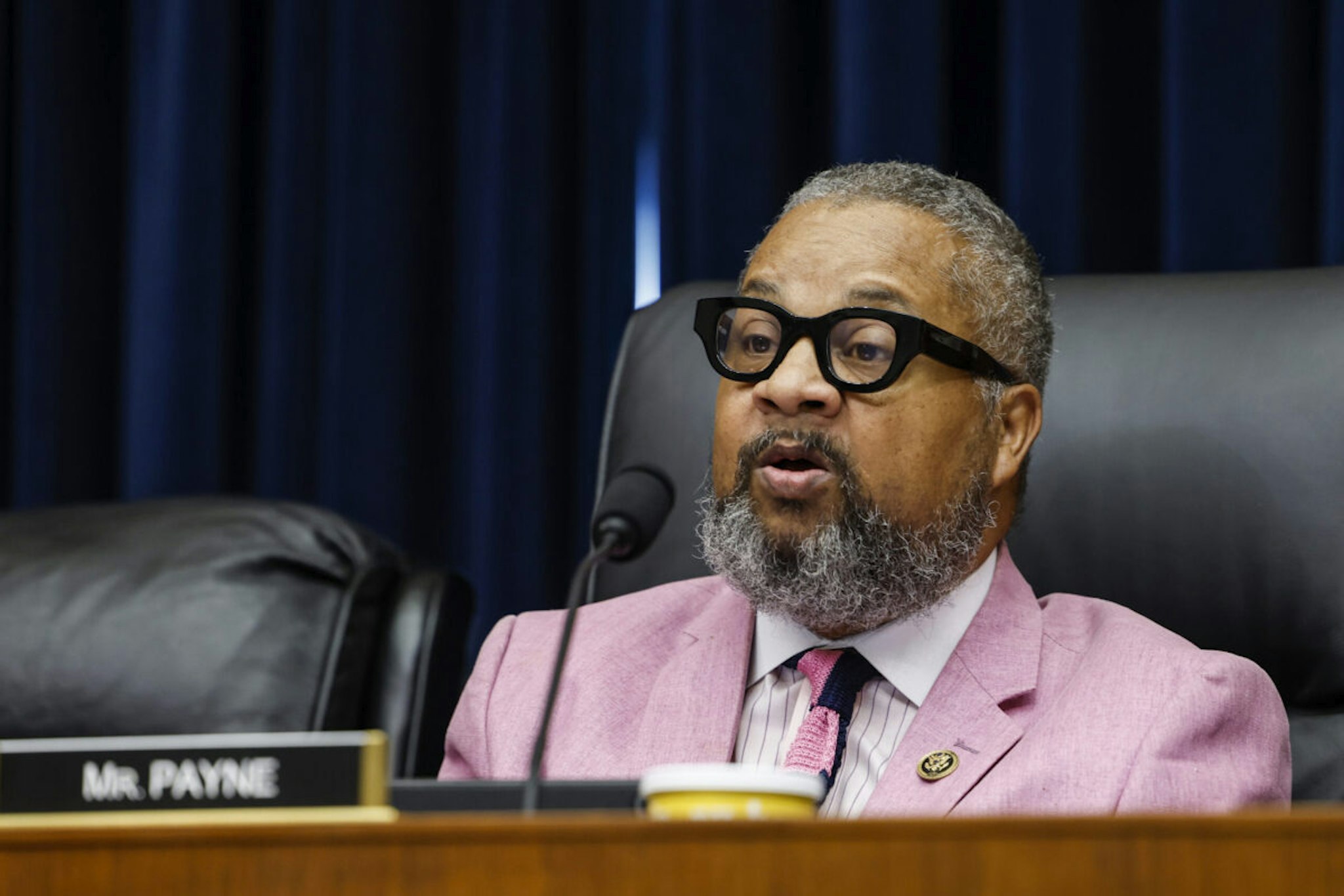 Ranking Member Donald Payne (D-NJ) speaks during a hearing with the House Subcommittee on Railroads, Pipelines, and Hazardous Materials in the Rayburn House Office Building on June 06, 2023 in Washington, DC.