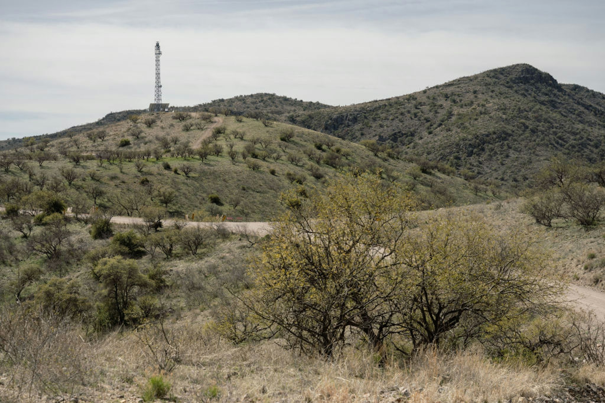 A Border Patrol survaillance tower at the US-Mexico border near Sasabe, Arizona, US, on Wednesday, March 13, 2024. During the first four months of fiscal year 2024, Border Patrol recorded more than 250,000 migrant apprehensions in the Tucson sector in Arizona, the most of any region patrolled by the agency, according to federal government statistics, reports CBS.