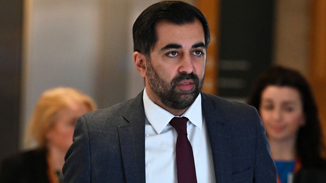 EDINBURGH, SCOTLAND - MARCH 21: First Minister Humza Yousaf on the way to First Minister's Questions in the Scottish Parliament, on March 21, 2024 in Edinburgh, Scotland. (Photo by Ken Jack/Getty Images)