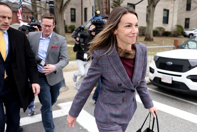 Dedham, MA - March 20: Karen Read left Norfolk Superior Court following a motions hearing. Read is accused of murder in the death of her boyfriend, Boston Police Officer John O'Keefe, in a case that's become a media sensation. (Photo by Jessica Rinaldi/The Boston Globe via Getty Images)
