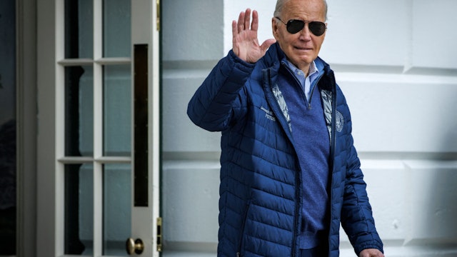 US President Joe Biden walks to board Marine One as he departs from the South Lawn of the White House in Washington, DC, on April 5, 2024. Biden is heading to Baltimore to tour the collapsed Francis Scott Key Bridge. (Photo by Samuel Corum / AFP) (Photo by SAMUEL CORUM/AFP via Getty Images)