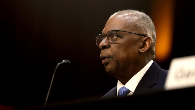 Lloyd Austin, US secretary of defense, during a Senate Armed Services Committee hearing in Washington, DC, US, on Tuesday, April 9, 2024.