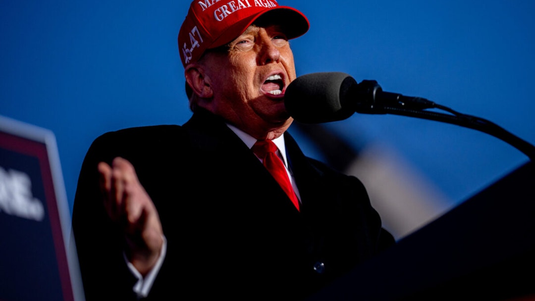 SCHNECKSVILLE, PENNSYLVANIA - APRIL 13: Republican presidential candidate, former President Donald Trump speaks at a rally outside Schnecksville Fire Hall on April 13, 2024 in Schnecksville, Pennsylvania. Hundreds of supporters waited hours in a line stretching for more than a mile to see Trump speak in a suburb of Allentown, Pennsylvania in the Lehigh Valley.