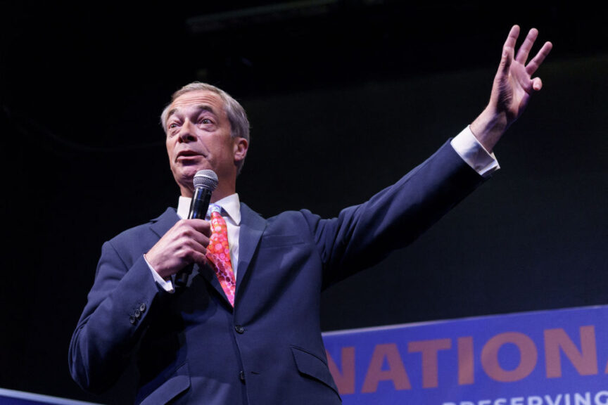 British eurosceptic populist Nigel Farage speaks during the 