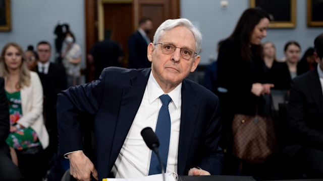 U.S. Attorney General Merrick Garland arrives for a House Appropriations Committee hearing on Capitol Hill on April 16, 2024 in Washington, DC.