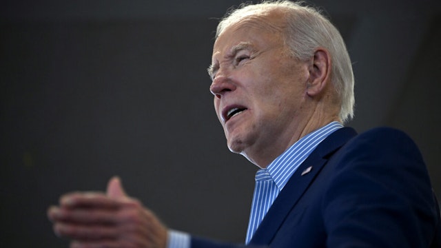 US President Joe Biden speaks during an event at the United Steelworkers Headquarters in Pittsburgh, Pennsylvania, on April 17, 2024.