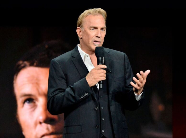 LAS VEGAS, NEVADA - APRIL 09: Kevin Costner speaks onstage during Warner Bros. Pictures' "The Big Picture," a special presentation of its upcoming slate during CinemaCon, the official convention of the National Association of Theatre Owners, at Caesars Palace on April 09, 2024 in Las Vegas, Nevada. (Photo by Jerod Harris/Getty Images for CinemaCon)