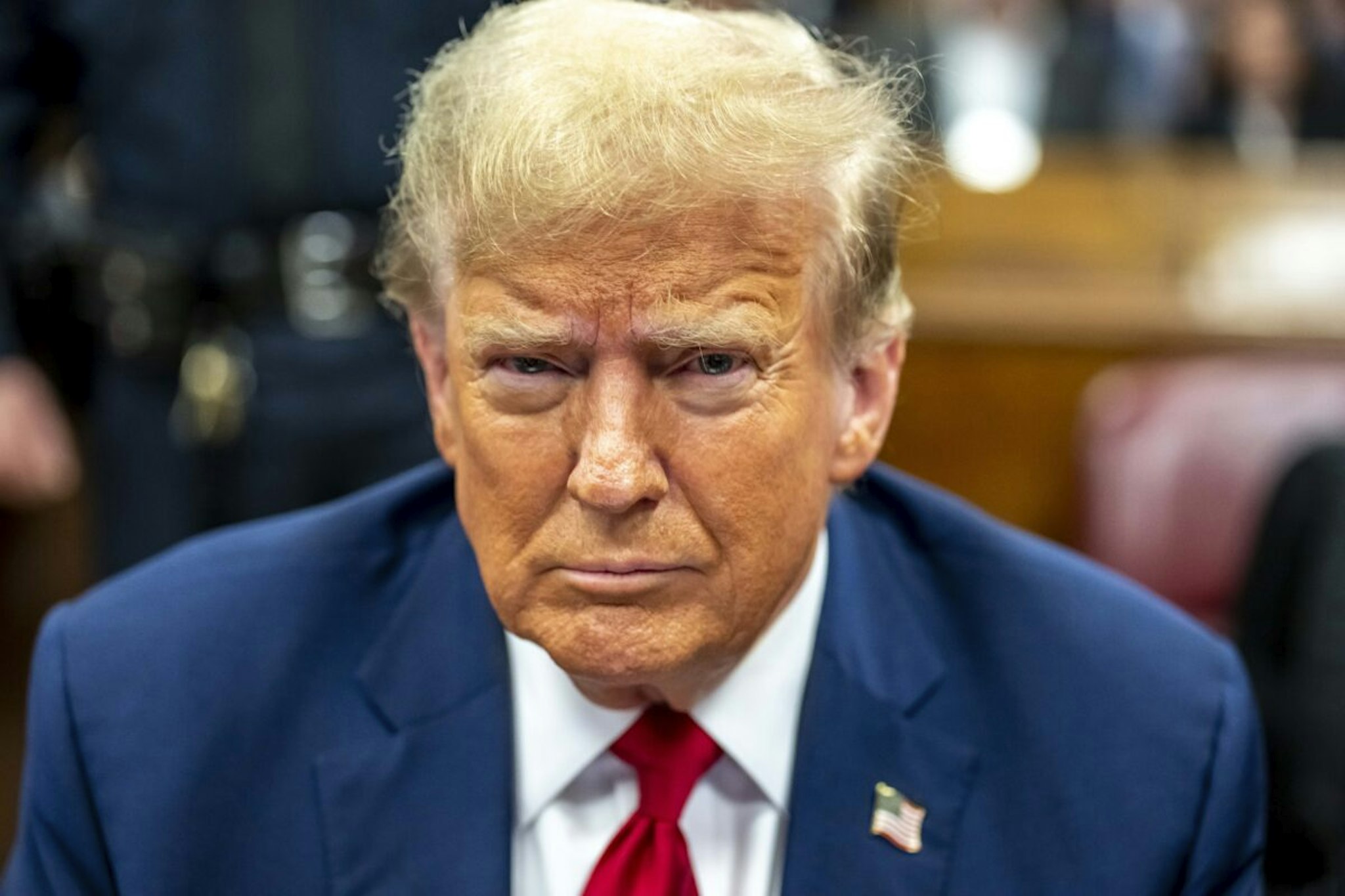 NEW YORK, NEW YORK - APRIL 25: Former U.S. President Donald Trump appears in court during his trial for allegedly covering up hush money payments at Manhattan Criminal Court on April 25, 2024 in New York City. Former U.S. President Donald Trump faces 34 felony counts of falsifying business records in the first of his criminal cases to go to trial.