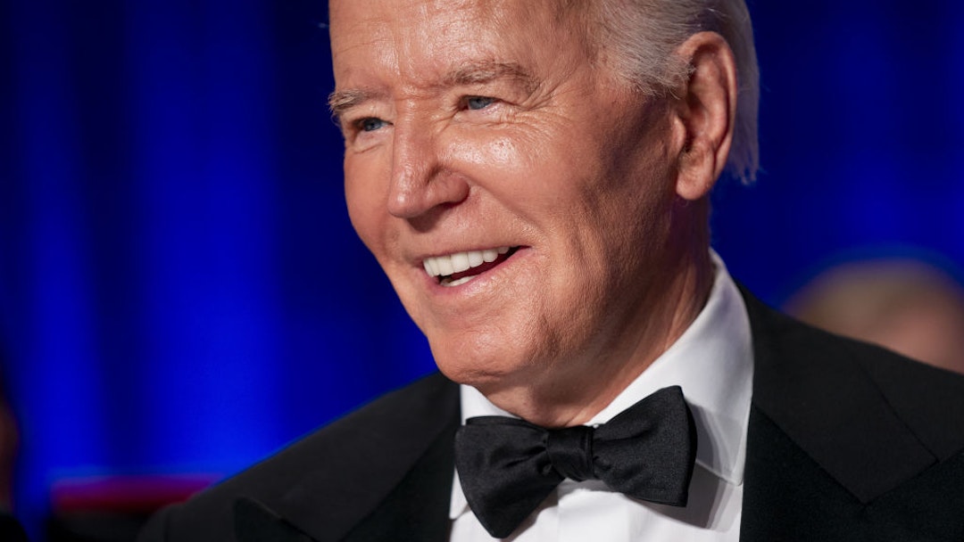 US President Joe Biden looks on during the White House Correspondents' Association (WHCA) dinner in Washington, DC, US on Saturday, April 27, 2024. The annual dinner raises money for WHCA scholarships and honors the recipients of the organization's journalism awards. Photographer: Bonnie Cash/UPI/Bloomberg via Getty Images