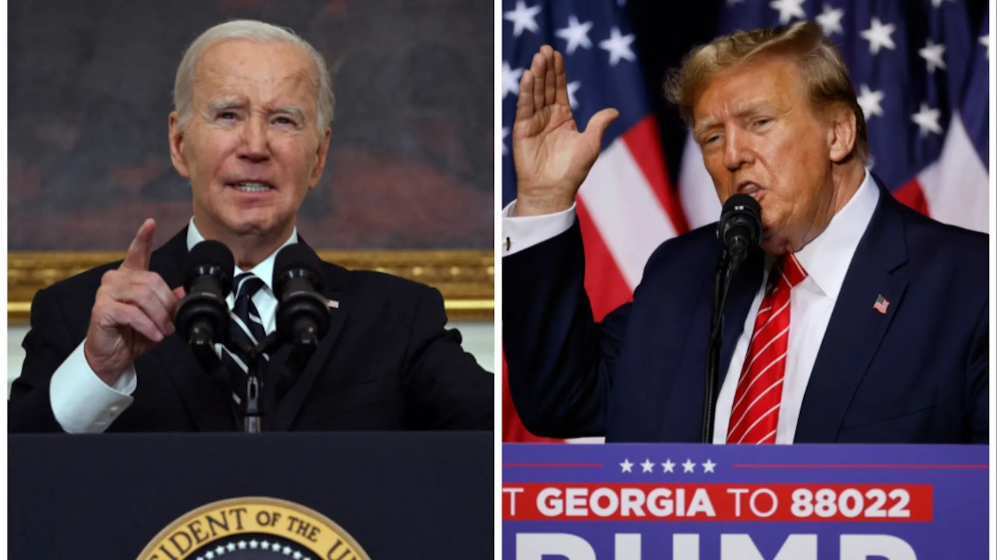 Joe Biden, Donald Trump Joe Biden (R) - JIM WATSON/AFP via Getty Images; Donald Trump (L) - Chip Somodevilla/Getty Images