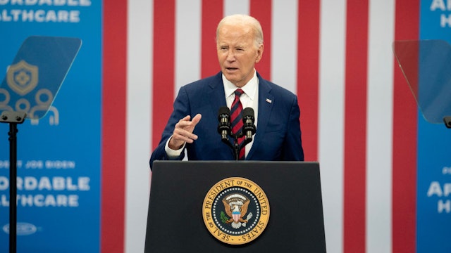 U.S. President Joe Biden speaks at the Chavis community center on March 26, 2024 in Raleigh, North Carolina. (Photo by Eros Hoagland/Getty Images)