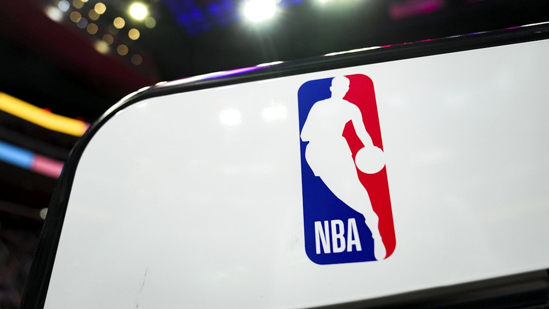 DETROIT, MICHIGAN - FEBRUARY 03: The NBA logo is pictured before the game between the Detroit Pistons and Charlotte Hornets at Little Caesars Arena on February 03, 2023 in Detroit, Michigan. NOTE TO USER: User expressly acknowledges and agrees that, by downloading and or using this photograph, User is consenting to the terms and conditions of the Getty Images License Agreement.
