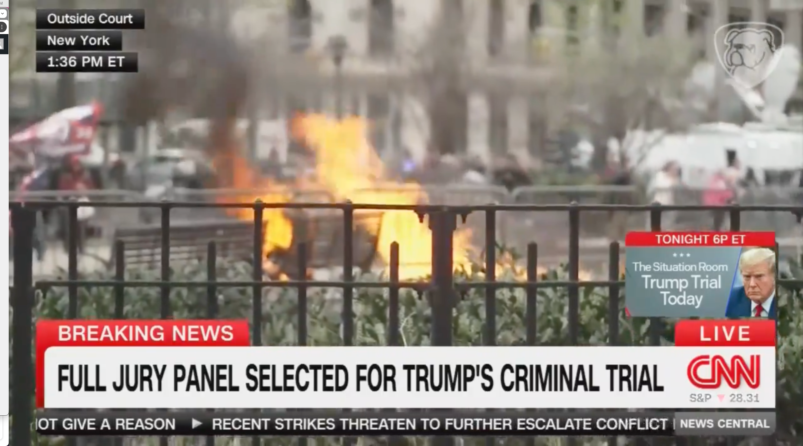 Individual self-immolates outside courthouse during Trump trial
