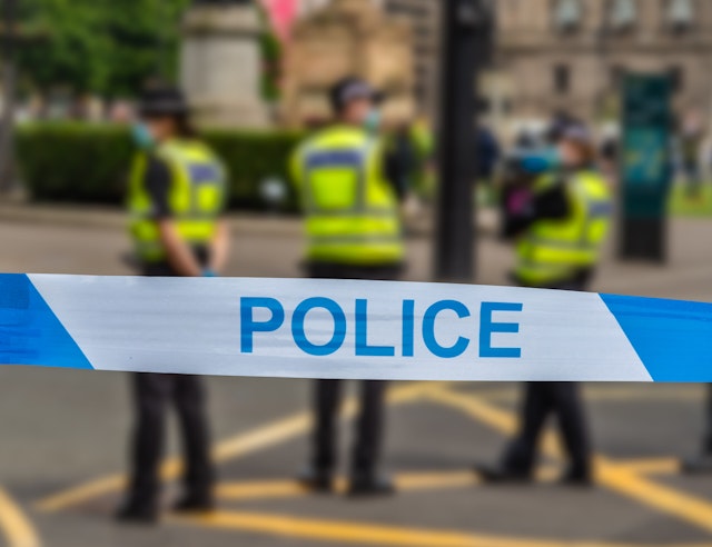 Glasgow Police At An Incident - stock photo