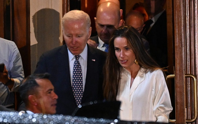 US President Joe Biden leaves the restaurant Il Cantinori with his daughter Ashley Biden in New York, on September 17, 2023.