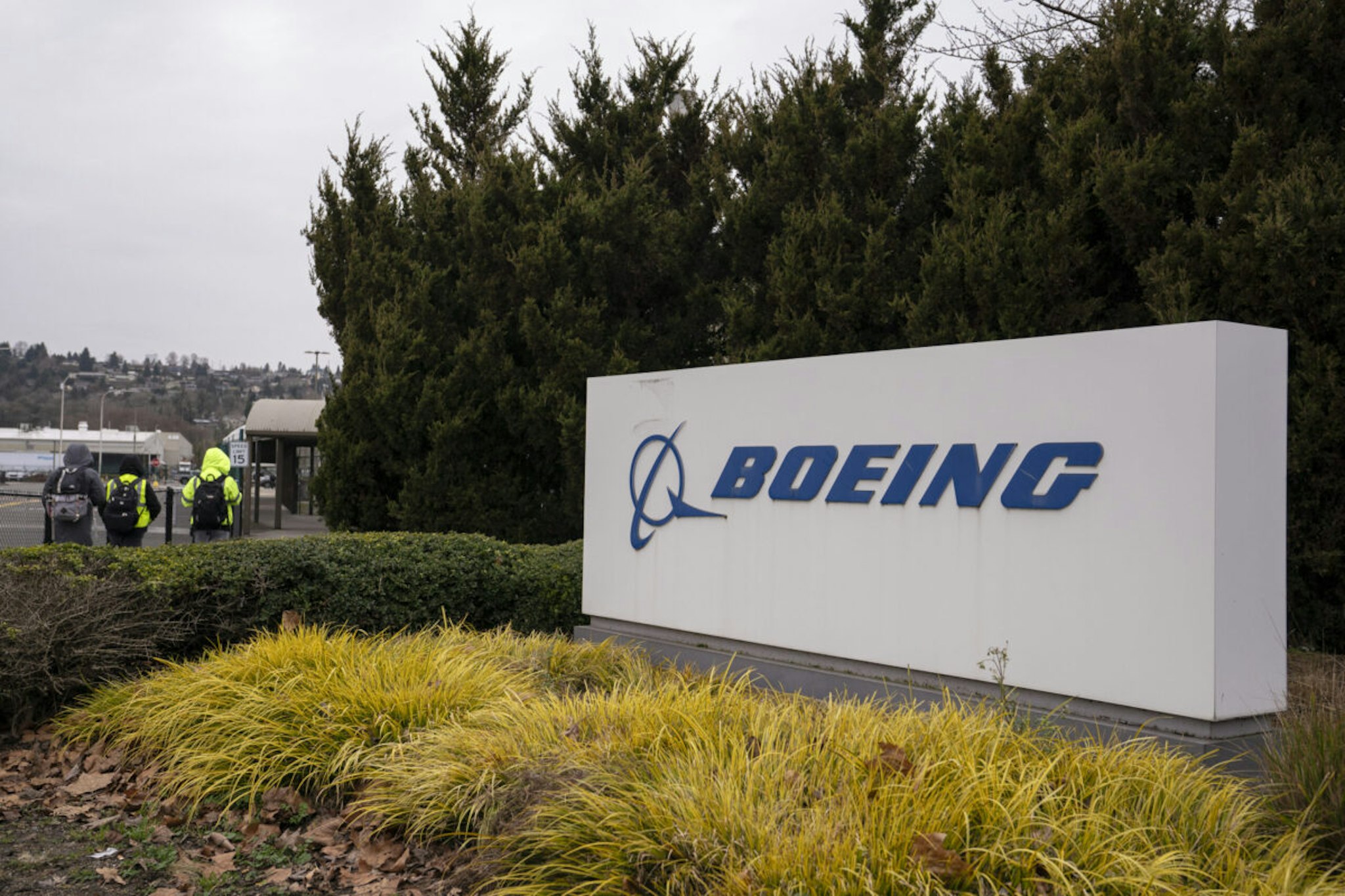 Signage outside the Boeing Co. manufacturing facility in Renton, Washington, US, on Monday, Feb. 5, 2024. Boeing Co. found more mistakes with holes drilled in the fuselage of its 737 Max jet, a setback that could further slow deliveries on a critical program already restricted by regulators over quality lapses.
