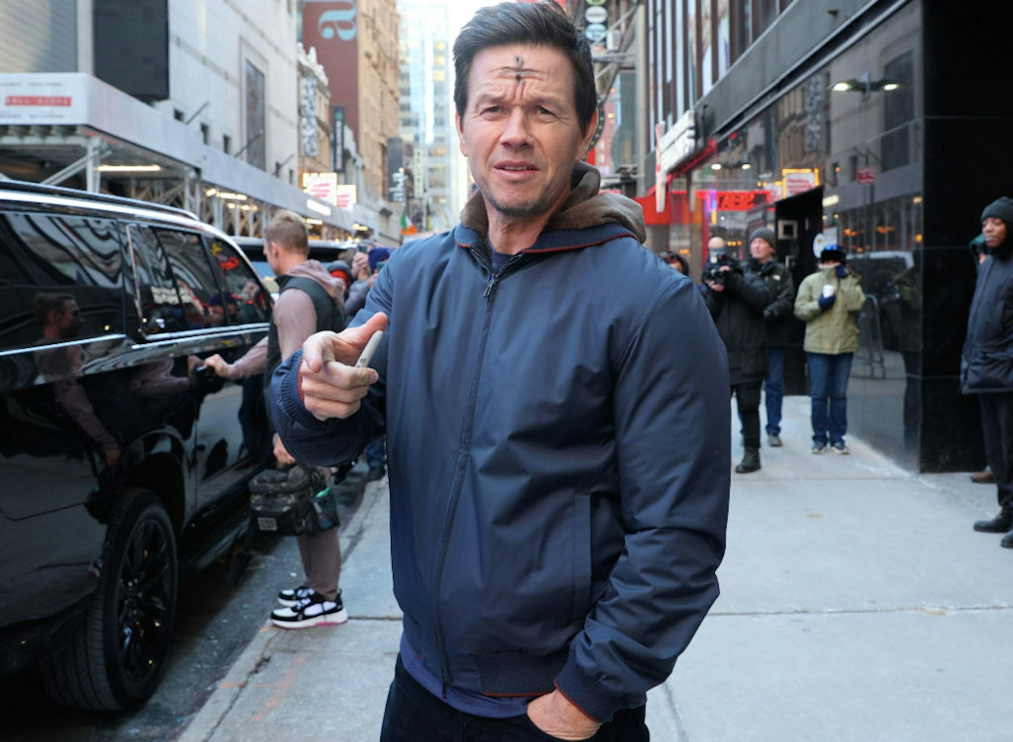 NEW YORK, NY - FEBRUARY 14: Mark Wahlberg is seen at "Good Morning America" on February 14, 2024 in New York City. (Photo by Jose Perez/Bauer-Griffin/GC Images)