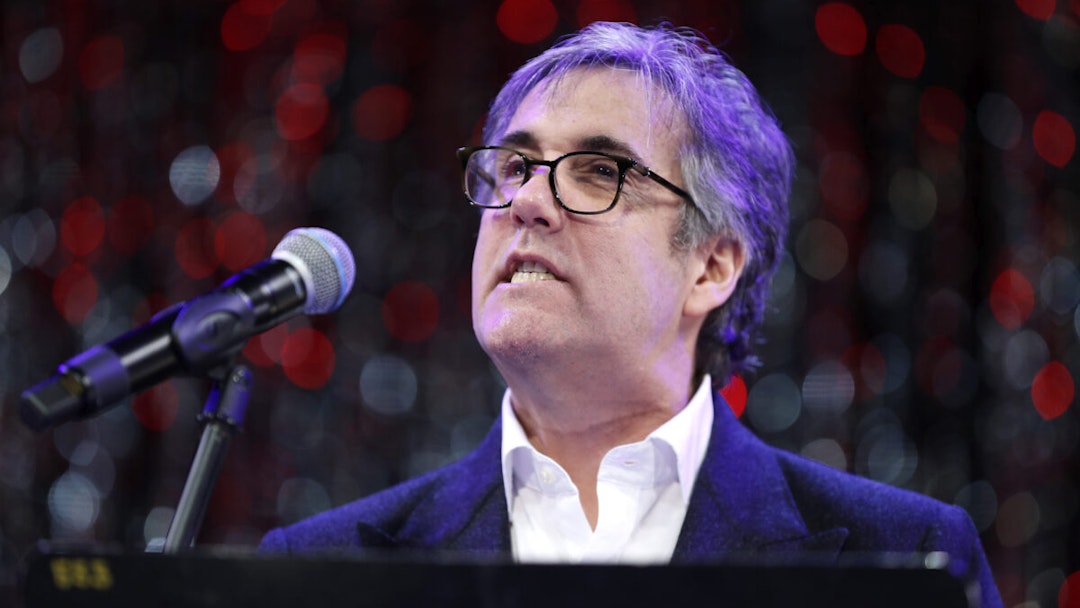 Michael Cohen speaks during "Five, The Parody Musical" press preview on February 15, 2024 in New York City.